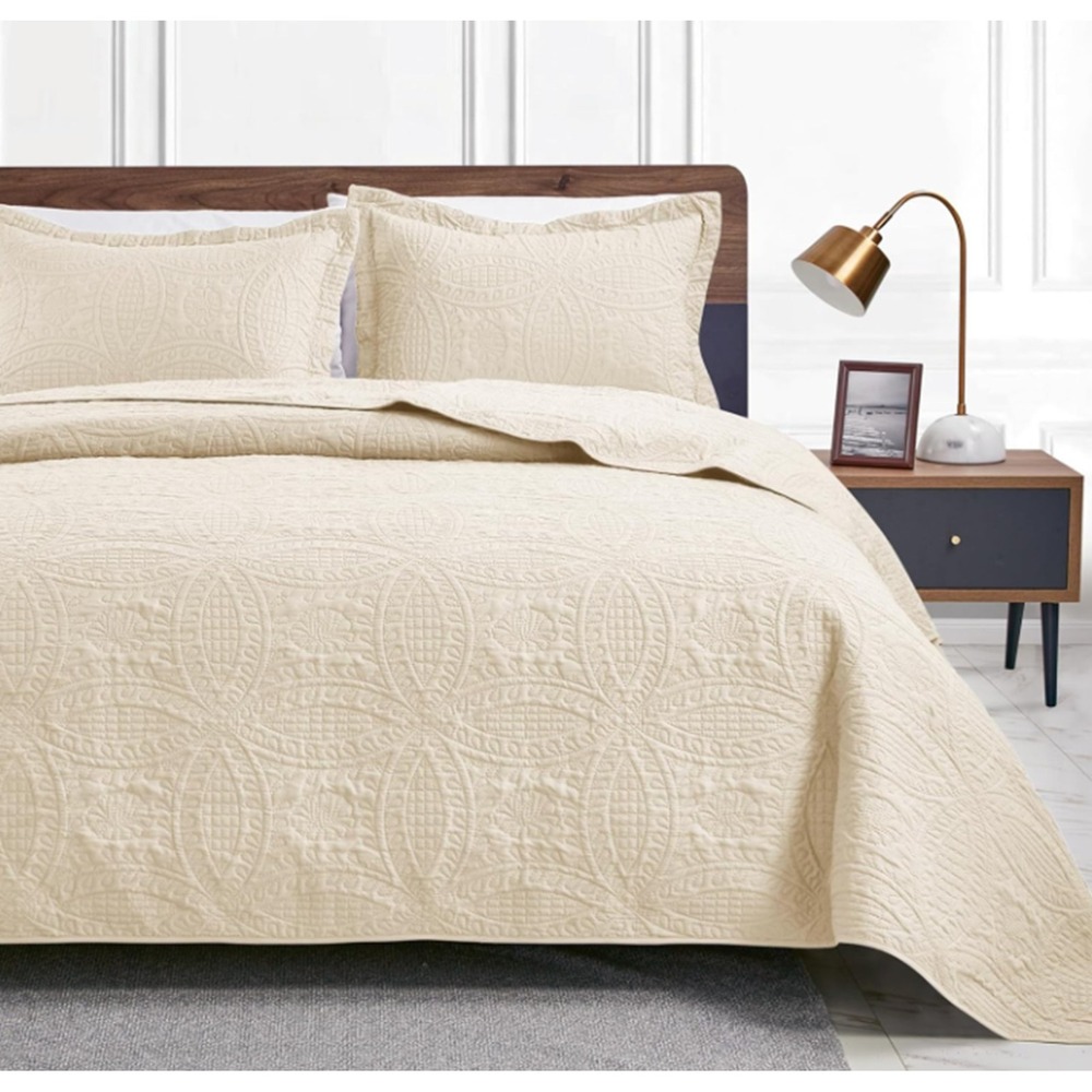 Love's Cabin Quilts for Queen Bed Full/Queen (90"x96"), Coin Pattern "Beige" NIB